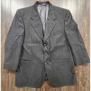 Vintage Burberry's Blazer Mens 44R Black 3 Button Wool Made in USA